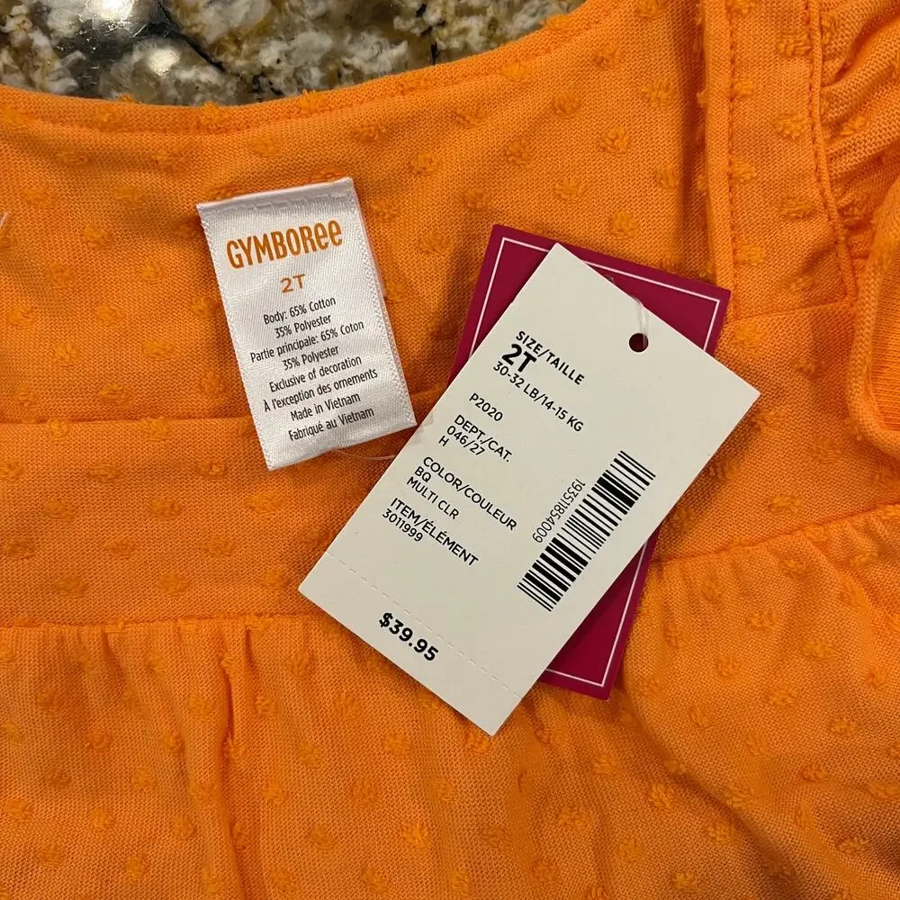 NWT Gymboree Orange & Pink Colorblock Jacquard Tiered Dress